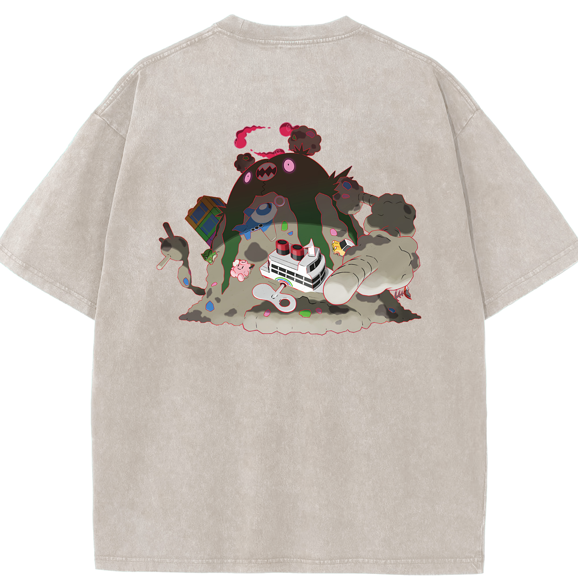 （画像用） ポケットモンスター Pokémon 綿100% ヴィンテージ風 半袖Tシャツ（背面プリント）