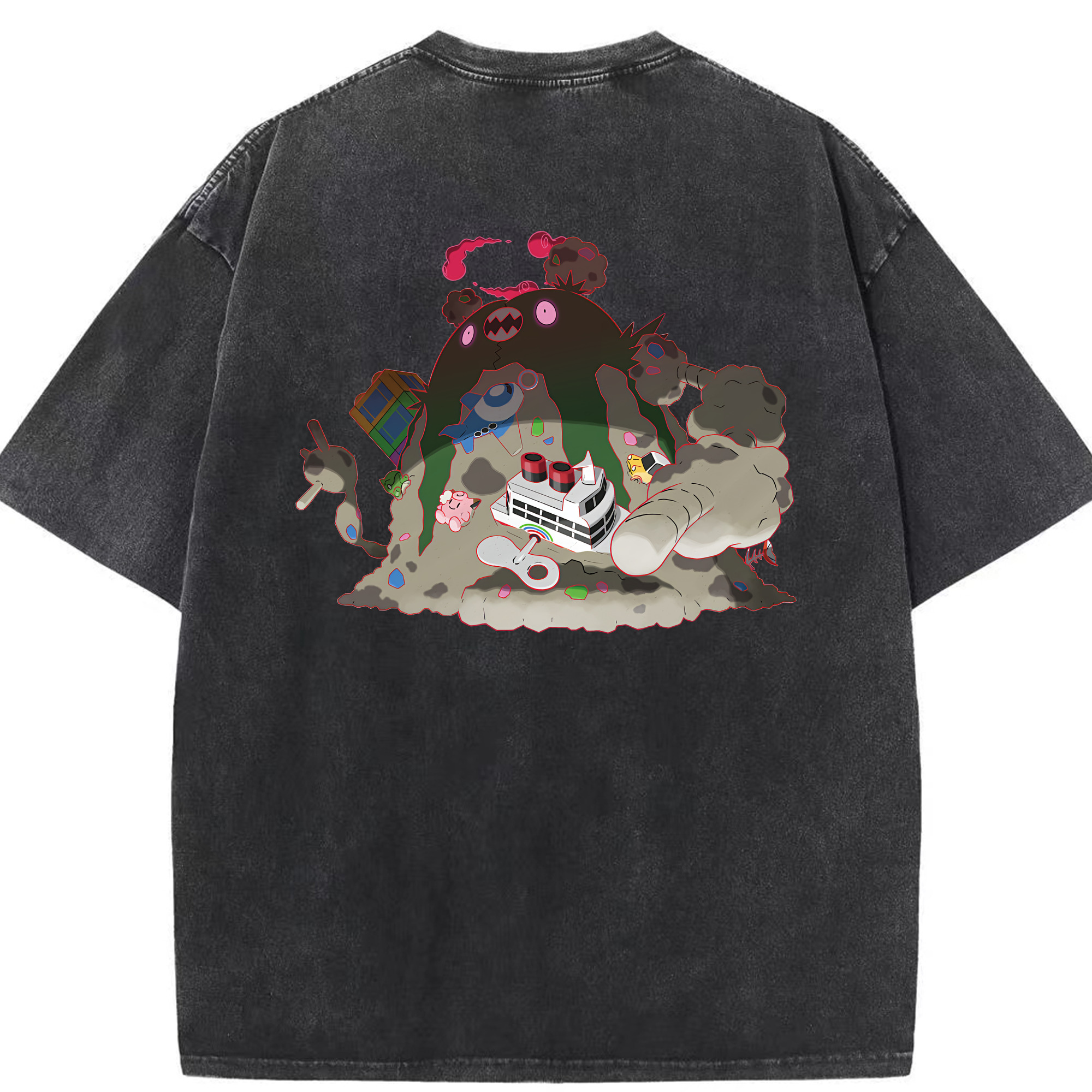 （画像用） ポケットモンスター Pokémon 綿100% ヴィンテージ風 半袖Tシャツ（背面プリント）