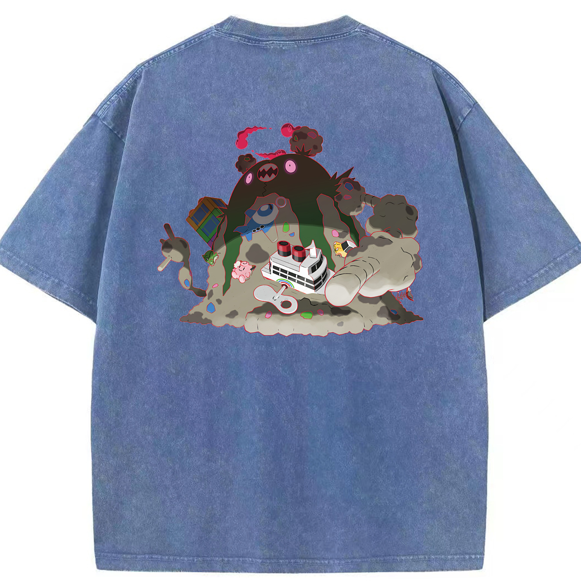 （画像用） ポケットモンスター Pokémon 綿100% ヴィンテージ風 半袖Tシャツ（背面プリント）