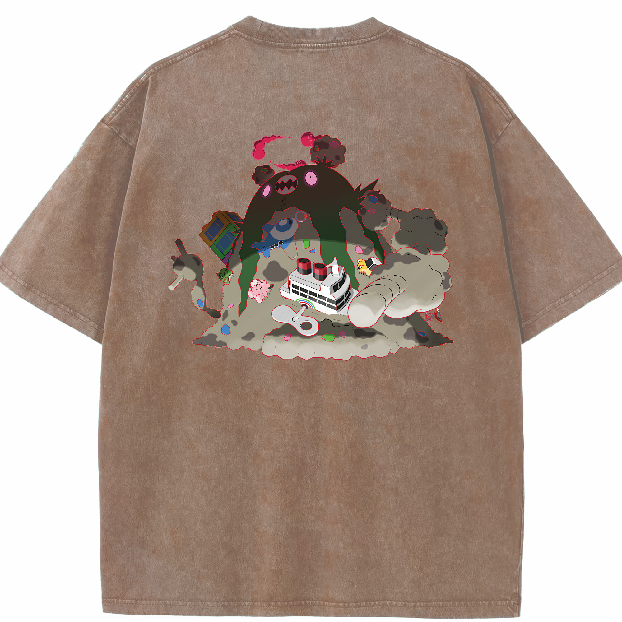 （画像用） ポケットモンスター Pokémon 綿100% ヴィンテージ風 半袖Tシャツ（背面プリント）
