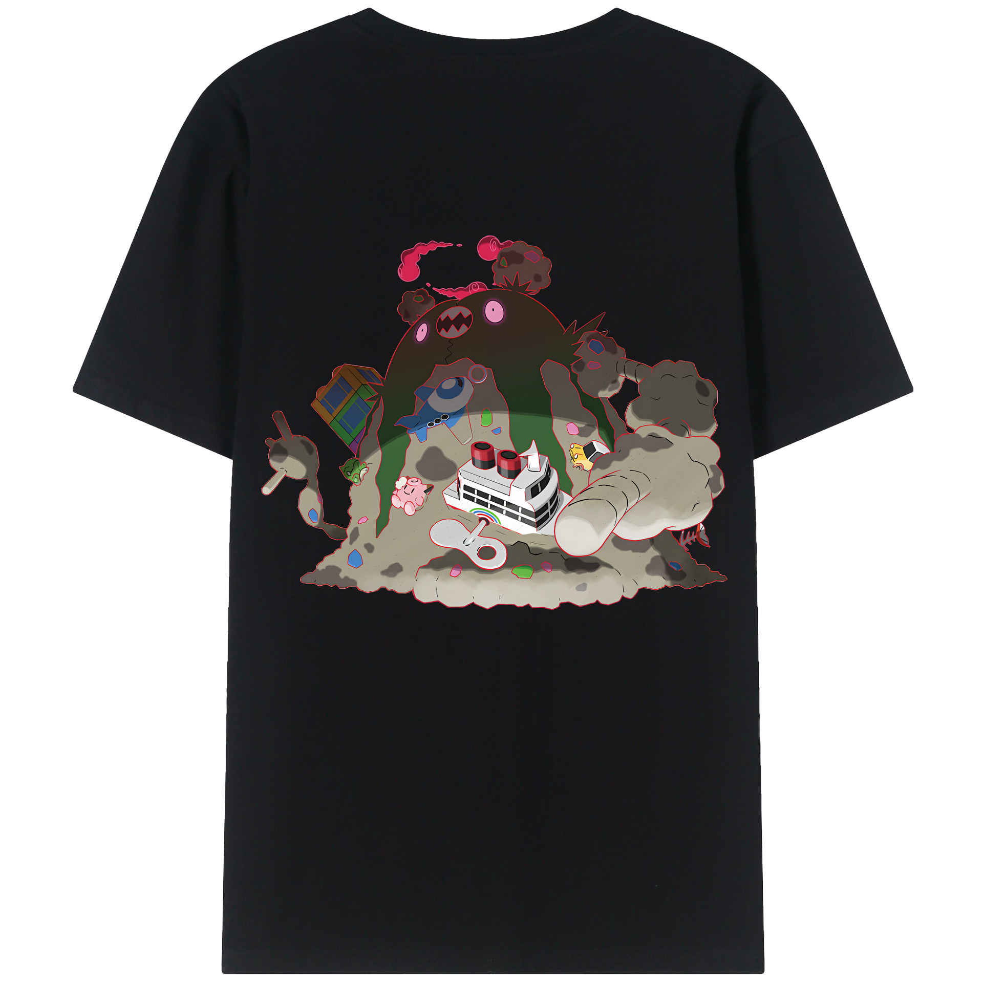 （画像用） ポケットモンスター Pokémon 綿100％ メンズ半袖Tシャツ（バックプリント） 通気性