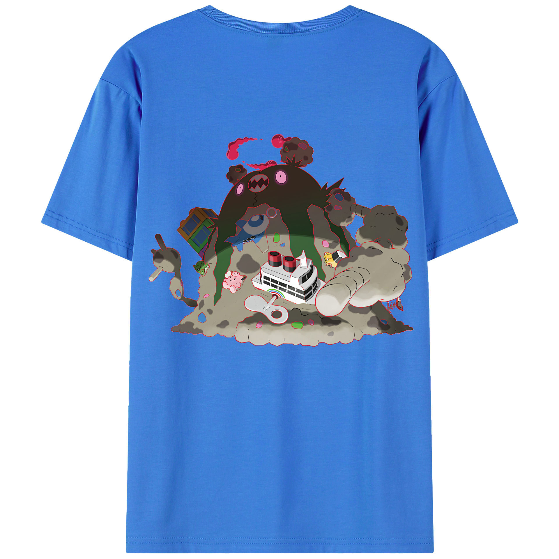 （画像用） ポケットモンスター Pokémon 綿100％ メンズ半袖Tシャツ（バックプリント） 通気性