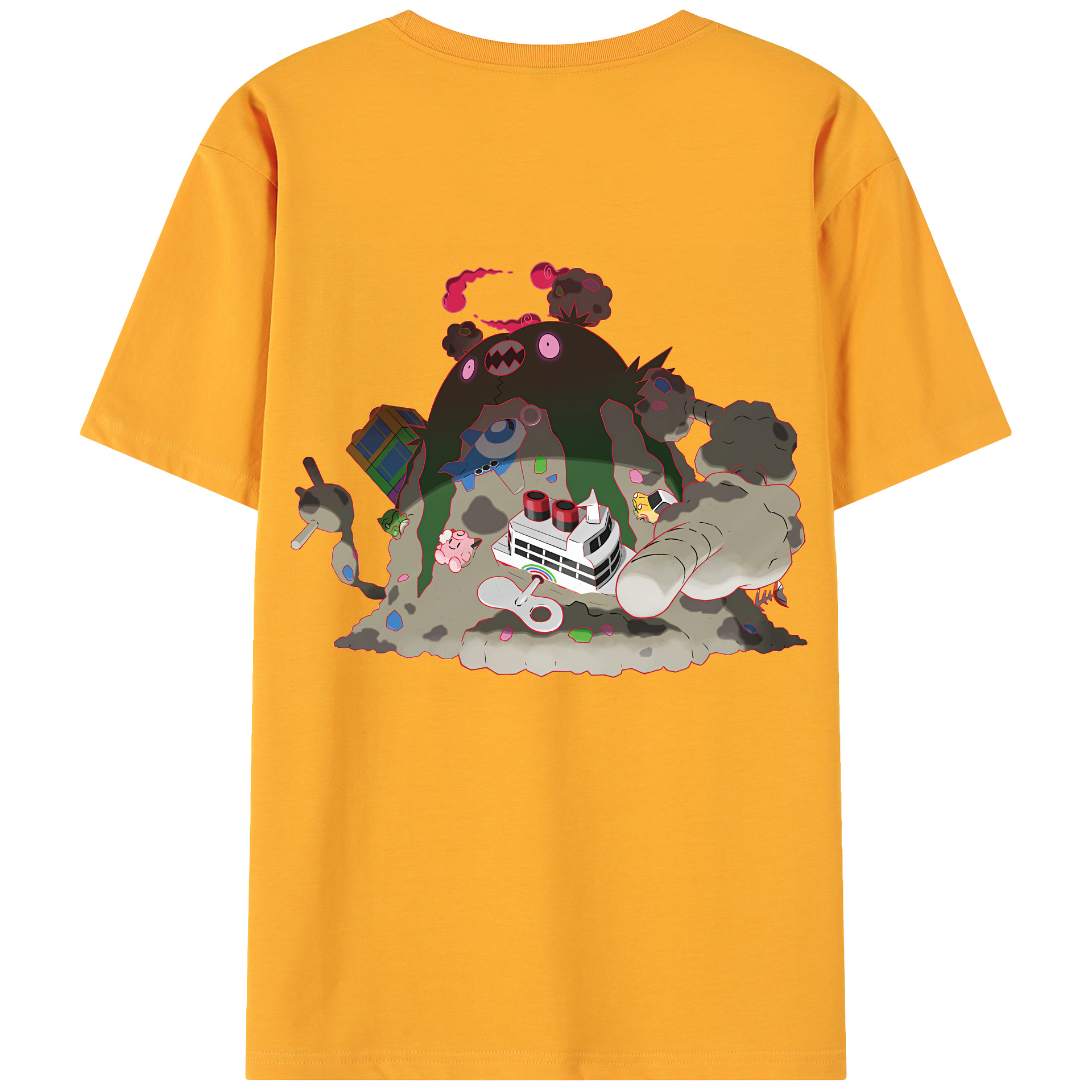 （画像用） ポケットモンスター Pokémon 綿100％ メンズ半袖Tシャツ（バックプリント） 通気性