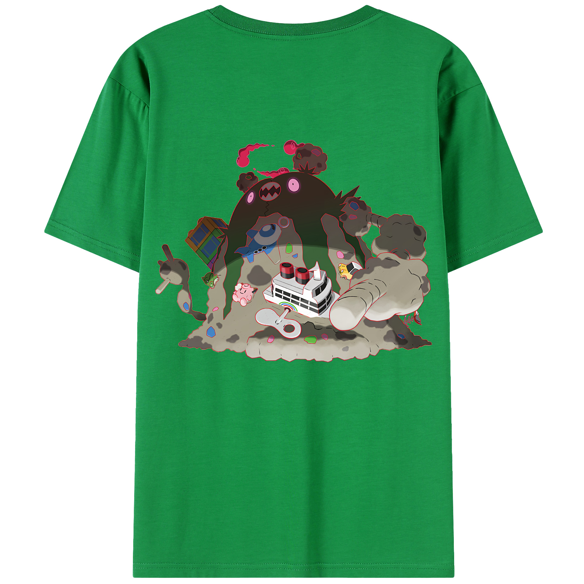 （画像用） ポケットモンスター Pokémon 綿100％ メンズ半袖Tシャツ（バックプリント） 通気性