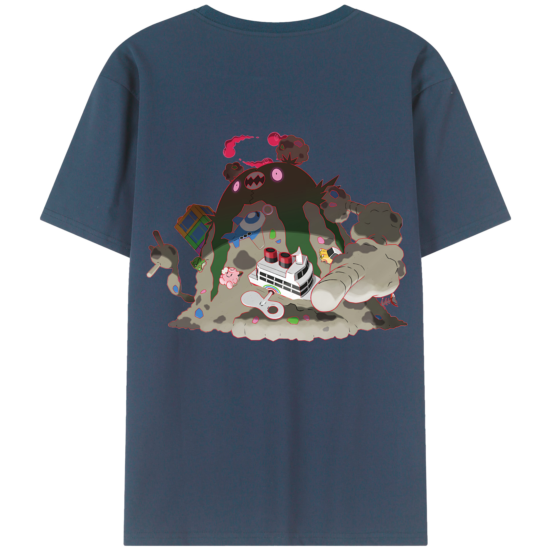 （画像用） ポケットモンスター Pokémon 綿100％ メンズ半袖Tシャツ（バックプリント） 通気性