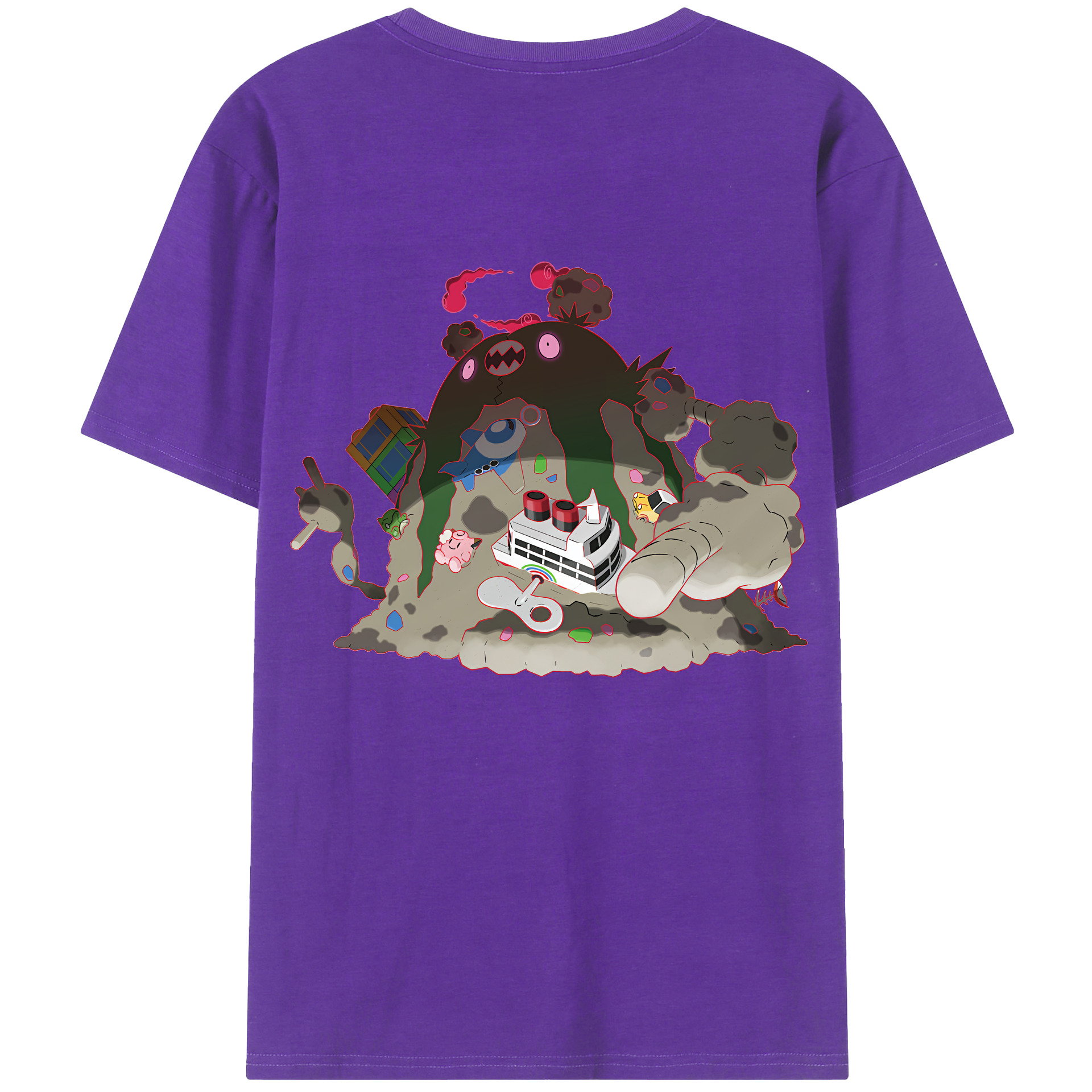 （画像用） ポケットモンスター Pokémon 綿100％ メンズ半袖Tシャツ（バックプリント） 通気性