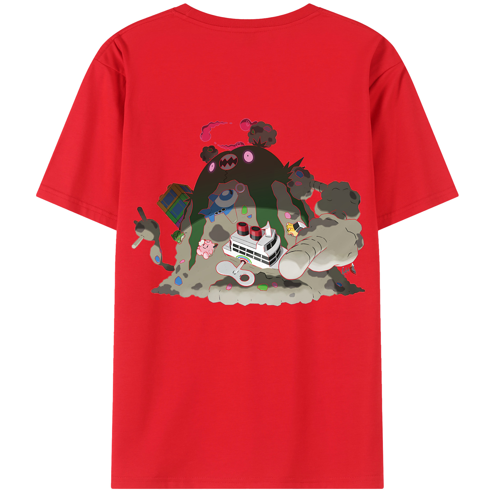 （画像用） ポケットモンスター Pokémon 綿100％ メンズ半袖Tシャツ（バックプリント） 通気性