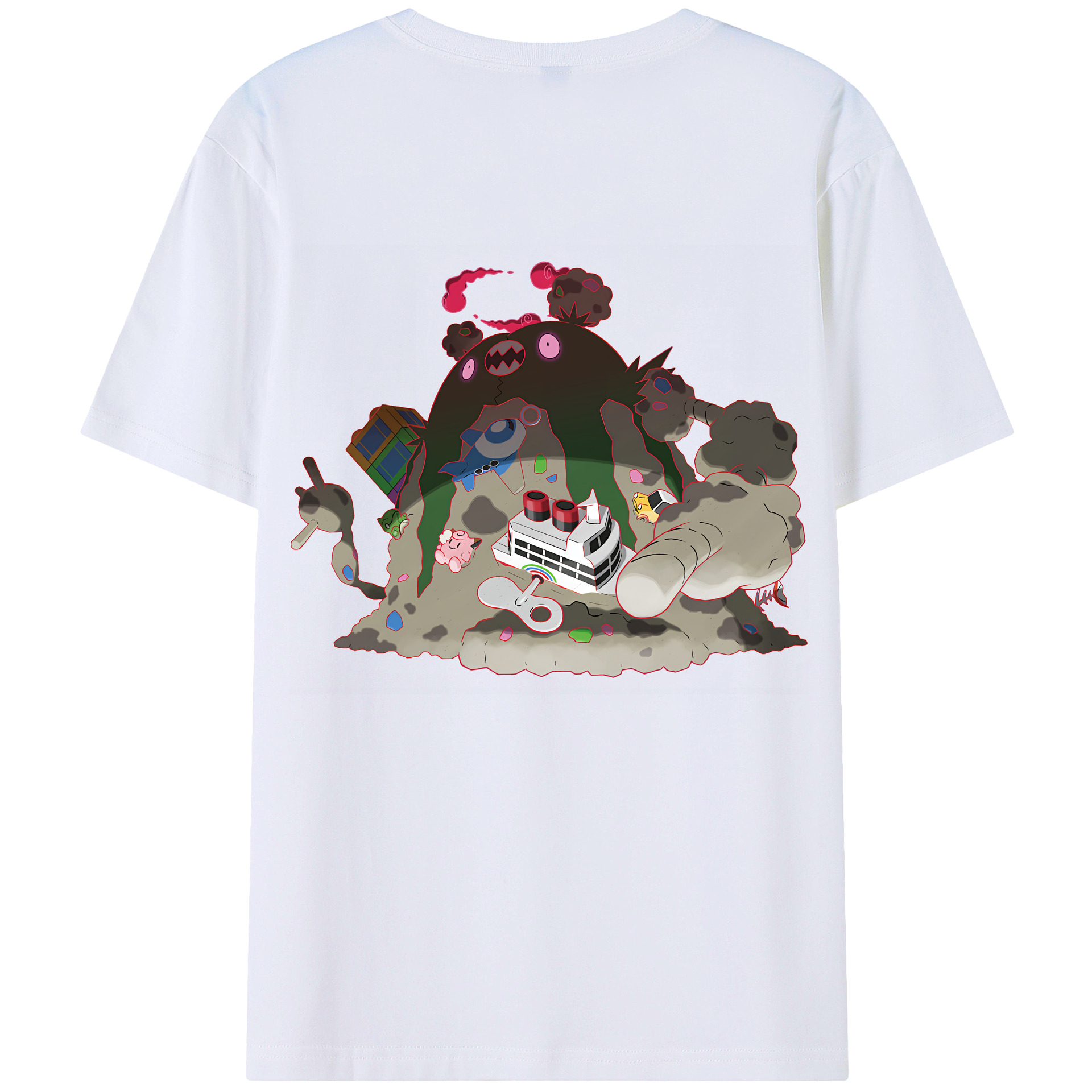 （画像用） ポケットモンスター Pokémon 綿100％ メンズ半袖Tシャツ（バックプリント） 通気性