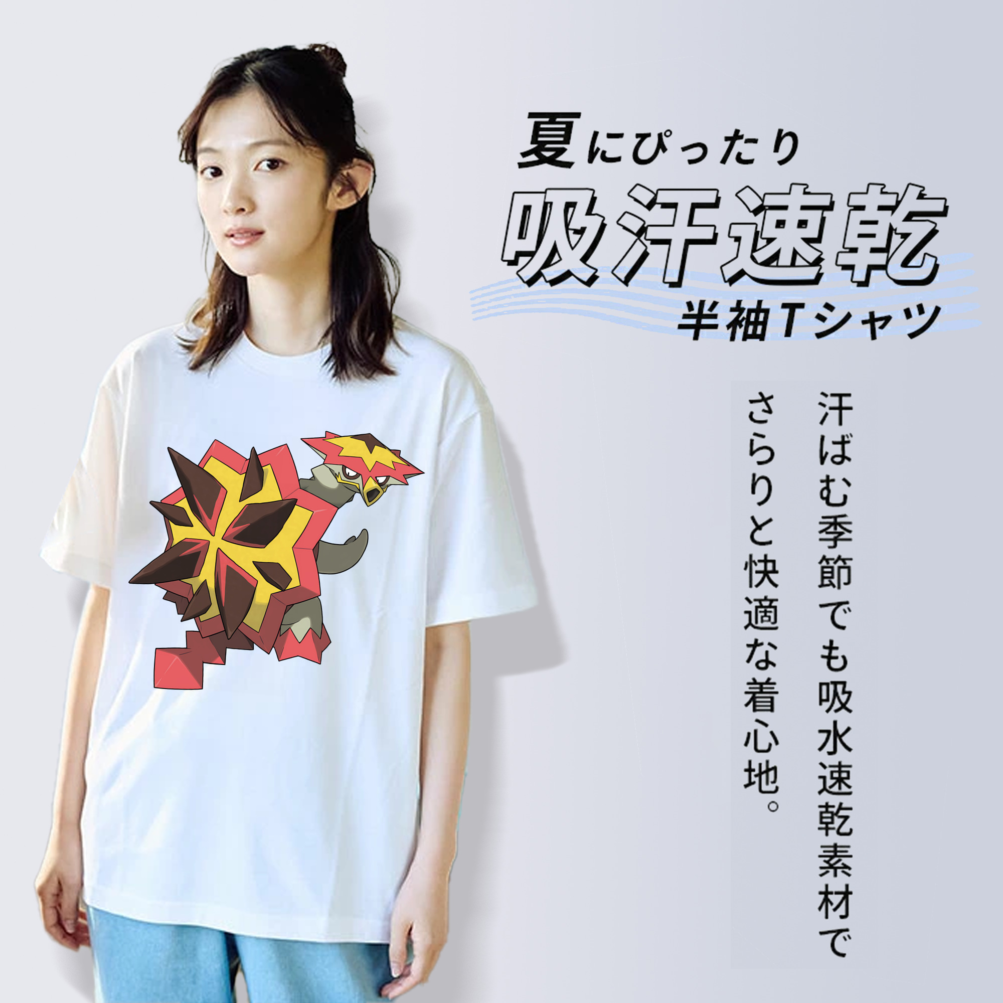 ポケットモンスター Pokémon レディースカジュアルプリントTシャツ（綿100％）