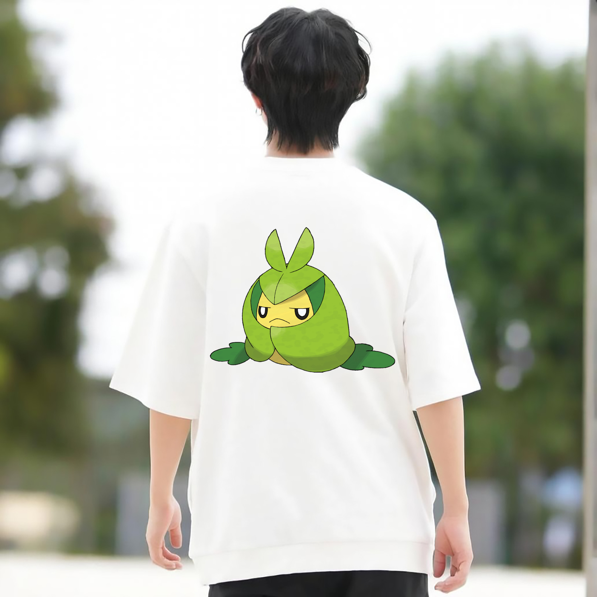 ポケットモンスター Pokémon 綿100％ メンズ半袖Tシャツ（バックプリント） 通気性