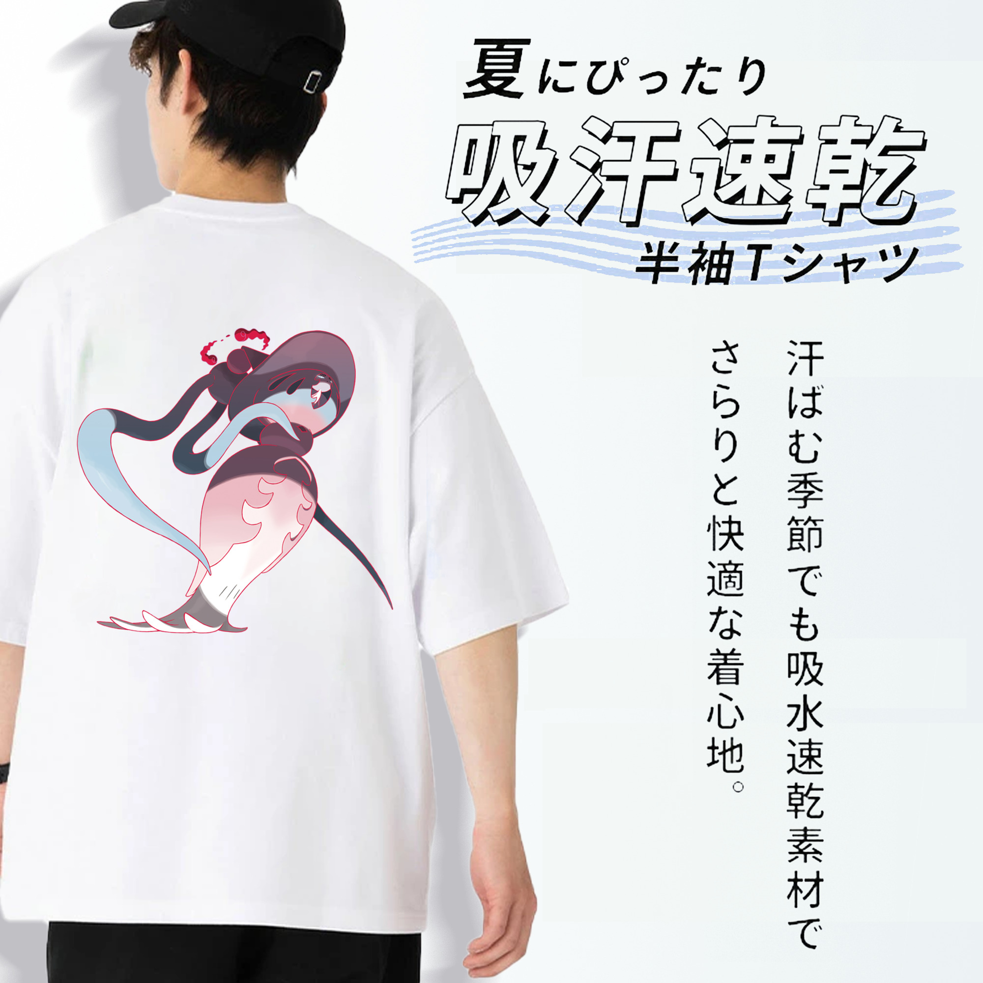 ポケットモンスター Pokémon 綿100％ メンズ半袖Tシャツ（バックプリント） 通気性