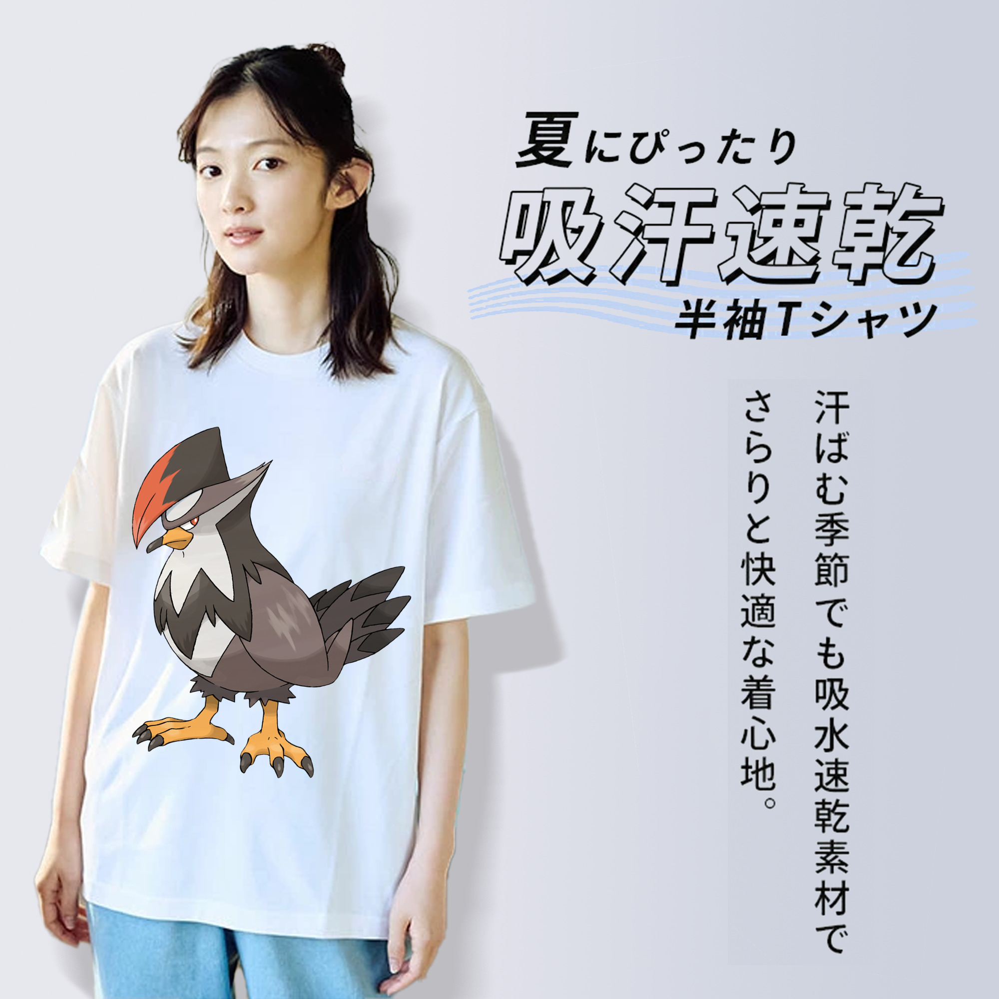 ポケットモンスター Pokémon レディースカジュアルプリントTシャツ（綿100％）