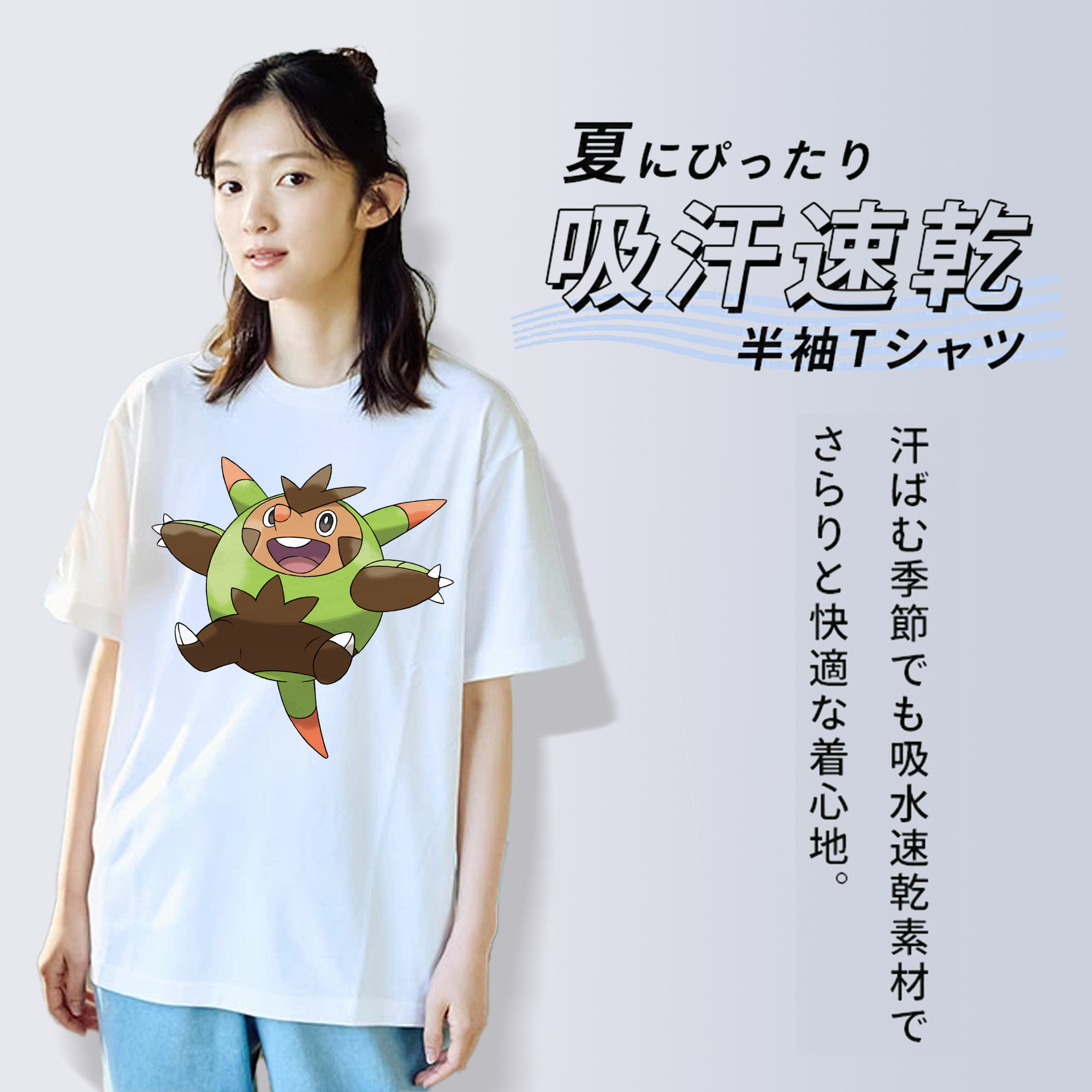 ポケットモンスター Pokémon レディースカジュアルプリントTシャツ（綿100％）