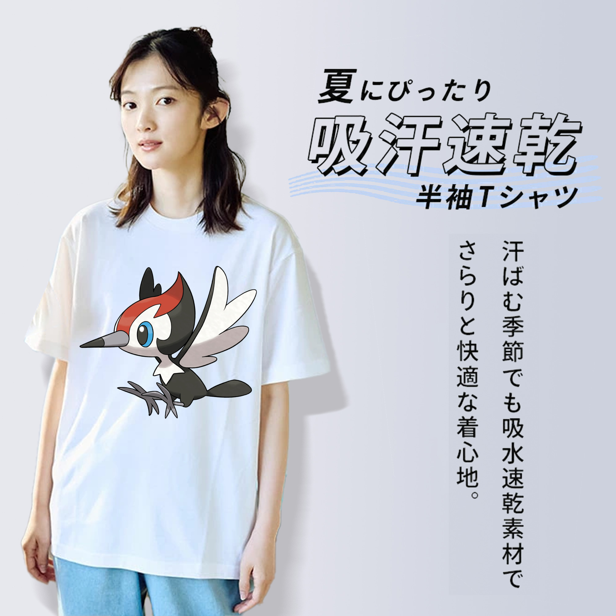 ポケットモンスター Pokémon レディースカジュアルプリントTシャツ（綿100％）