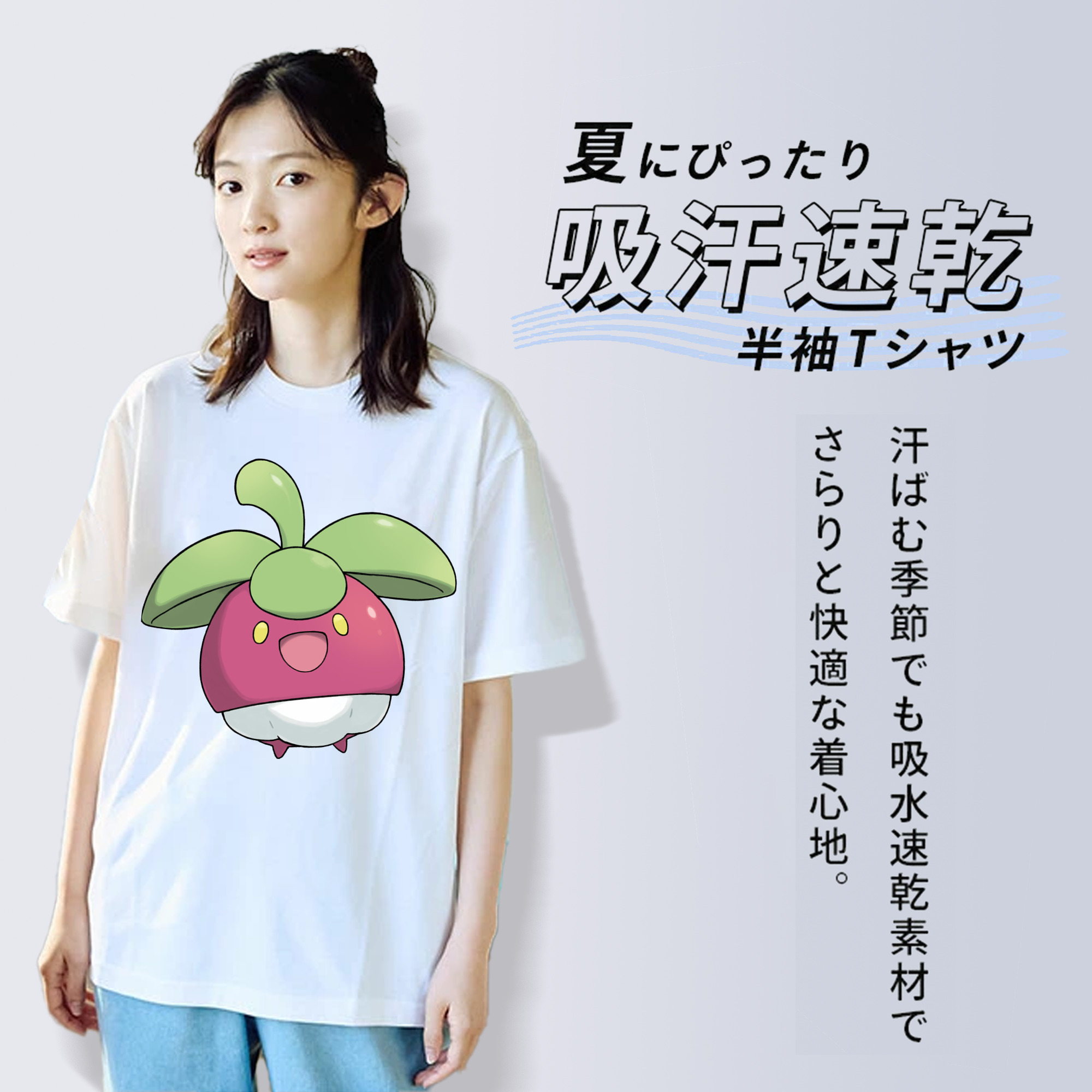 ポケットモンスター Pokémon レディースカジュアルプリントTシャツ（綿100％）