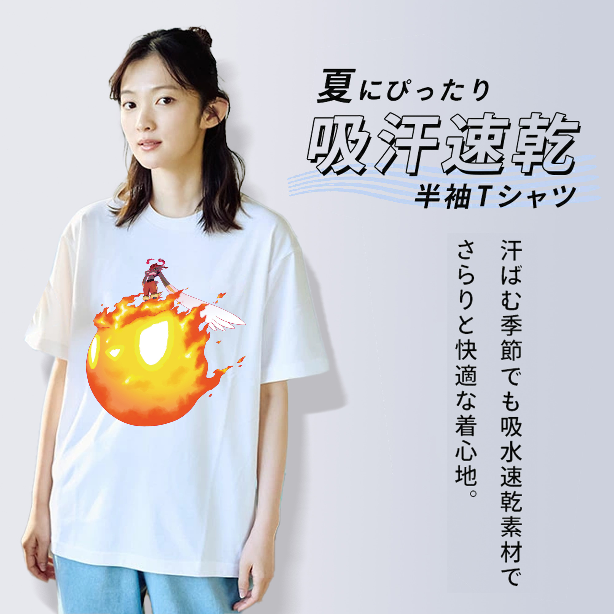 ポケットモンスター Pokémon レディースカジュアルプリントTシャツ（綿100％）
